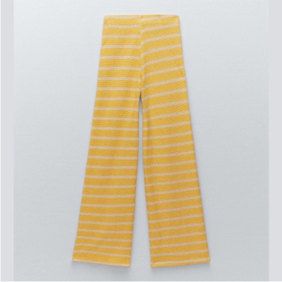 Zara Knit Trousers Coverup Pants Striped Straight Leg - Picture 4 of 13